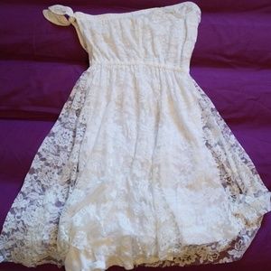 Strapless White Lace Dress